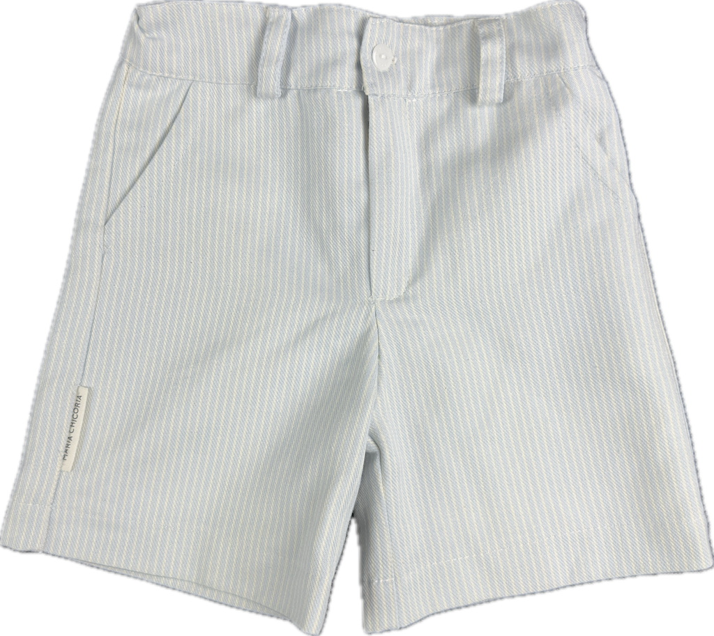 Calções sarja de riscas azul - Blue striped twill shorts